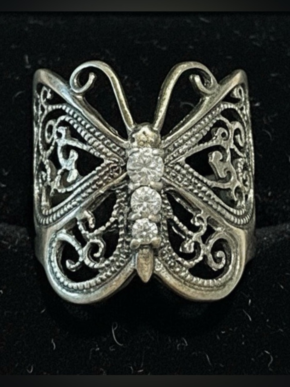 NWOT-Sterling Silver Filigree Vintage Butterfly Ring. Size 7.5